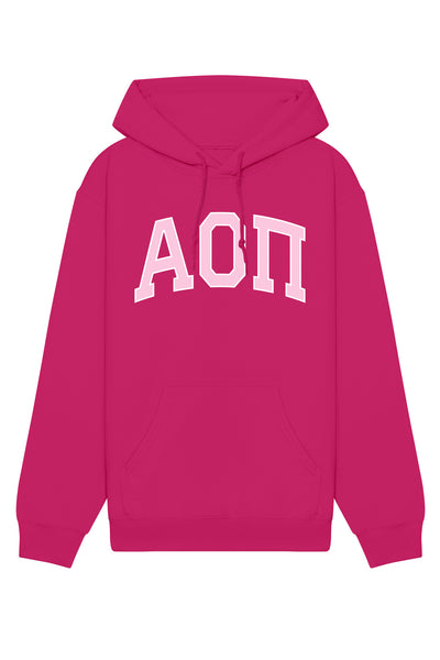 Alpha Omicron Pi Pink Rowing Letters Hoodie