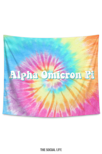 Alpha Omicron Pi Tie Dye Tapestry