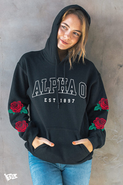 Alpha Omicron Pi Rose Sleeve Hoodie