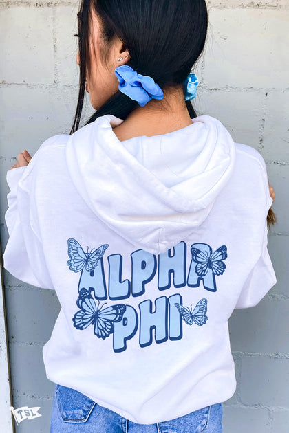 Butterfly Kisses Hoodie / White Sorority Butterfly Hoodie / 