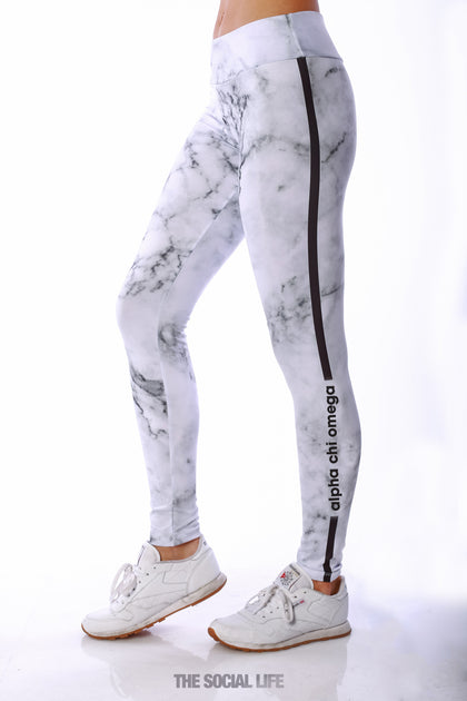 Alpha Chi Omega Black Marble Leggings – The Social Life