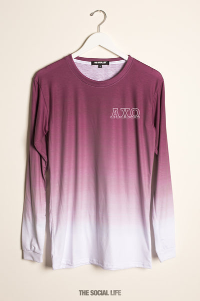Alpha Chi Omega Classic Crest Ombre Long Sleeve