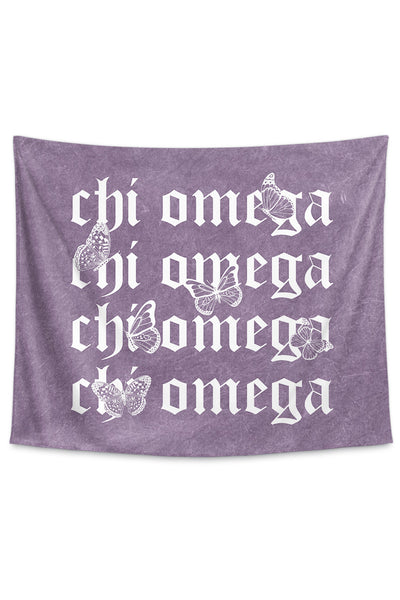 Chi Omega Purple Wash Butterfly Tapestry