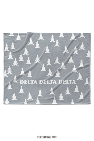 Delta Delta Delta Grey Pines Velvet Plush Blanket