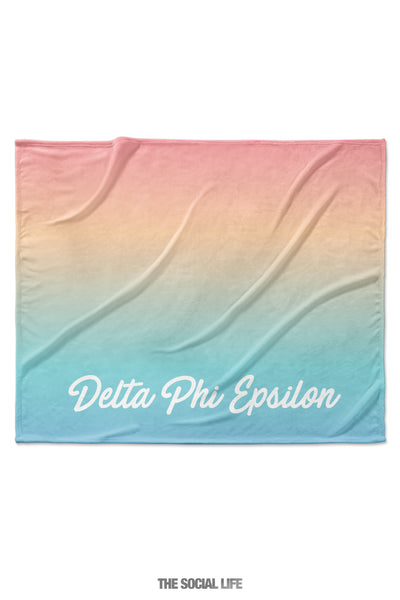 Delta Phi Epsilon Rainbow Sherbet Velvet Plush Blanket