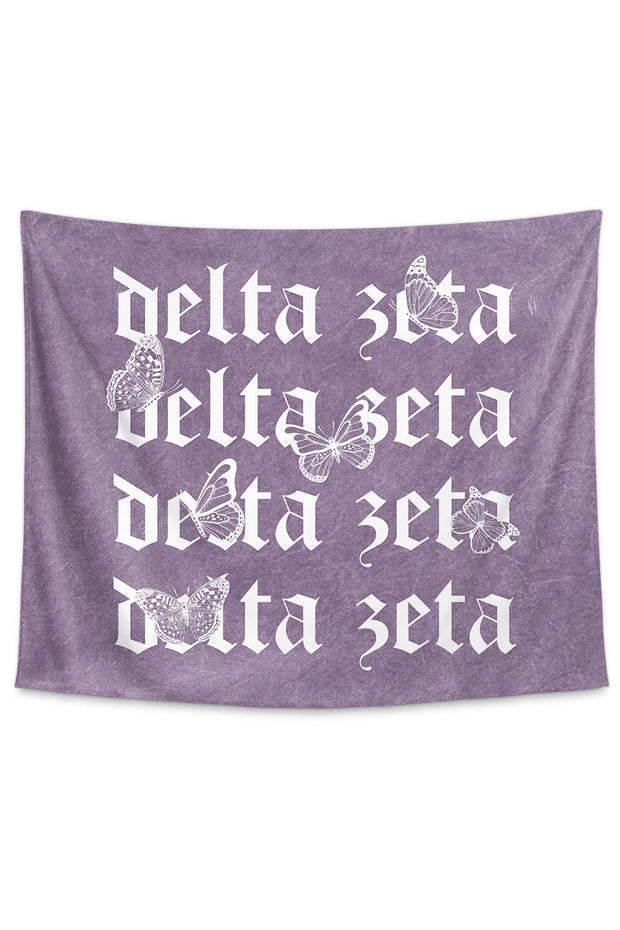 Delta Zeta Purple Wash Butterfly Tapestry