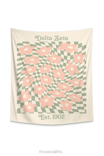 Delta Zeta Retro Flower Tapestry