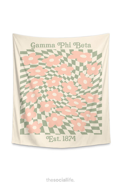 Gamma Phi Beta Retro Flower Tapestry