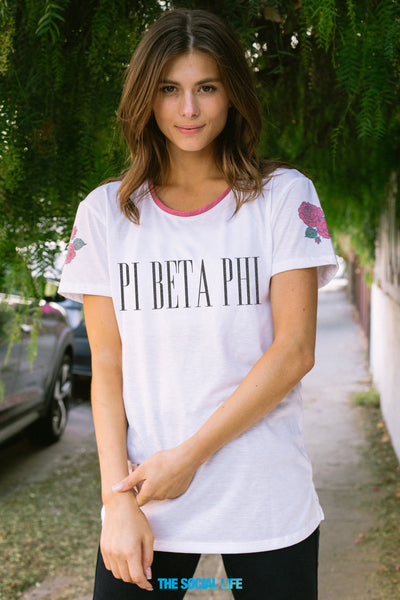 Pi Beta Phi Rose Shoulder Scoop Tee