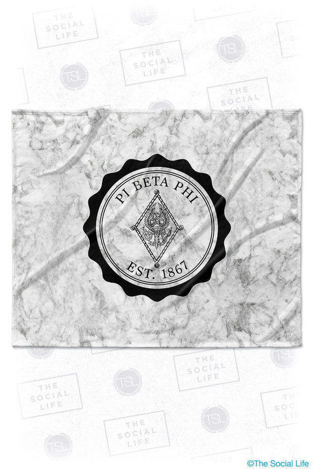 Pi Beta Phi Marble Crest Velvet Plush Blanket