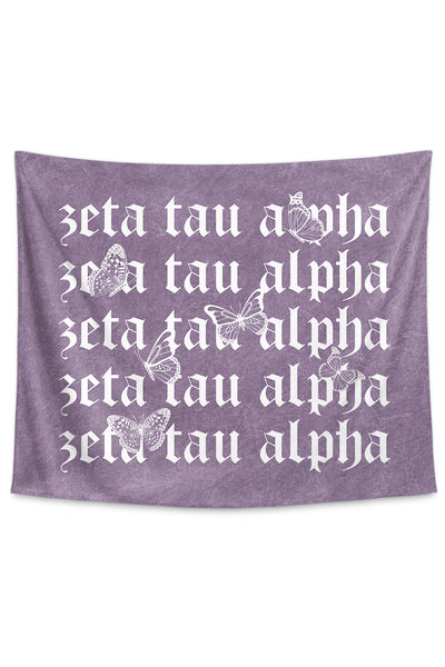 Zeta Tau Alpha Purple Wash Butterfly Tapestry