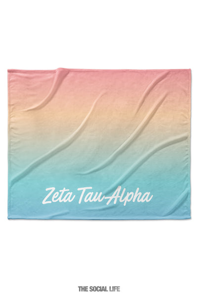 Zeta Tau Alpha Rainbow Sherbet Velvet Plush Blanket