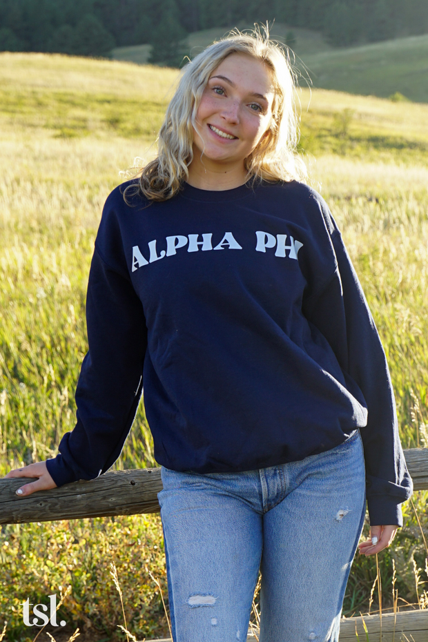 Alpha Phi Heart on Heart Crewneck Sweatshirt