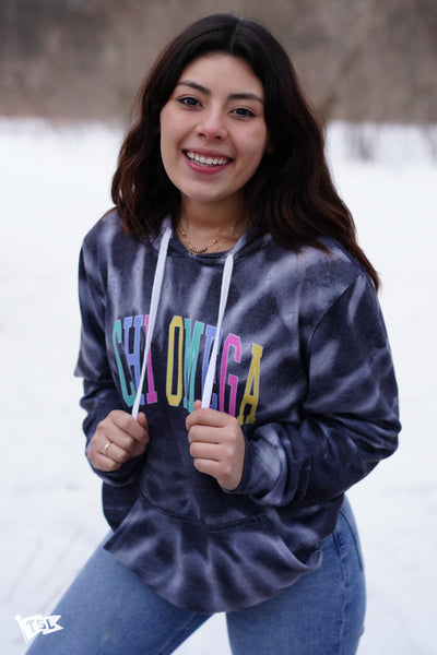 Chi Omega Spiral Dye Hoodie