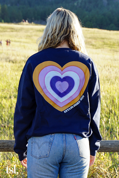Chi Omega Heart on Heart Crewneck Sweatshirt