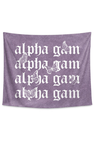 Alpha Gamma Delta Purple Wash Butterfly Tapestry