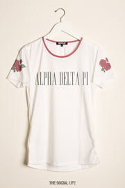 Alpha Delta Pi Rose Shoulder Scoop Tee