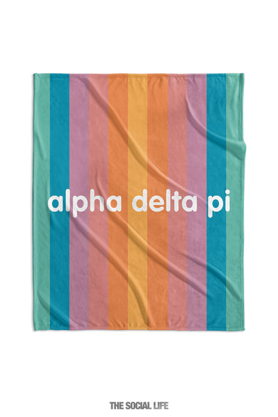 Alpha Delta Pi Horizon Stripe Velvet Plush Blanket