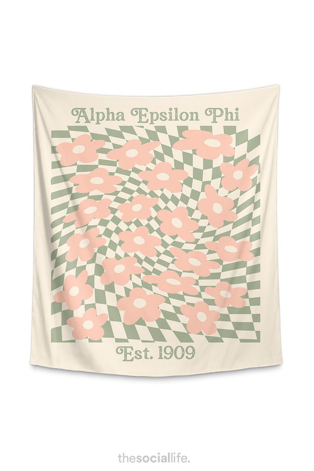 Alpha Epsilon Phi Retro Flower Tapestry