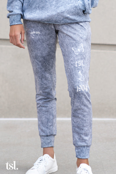 Alpha Gamma Delta Mineral Wash Butterfly Joggers