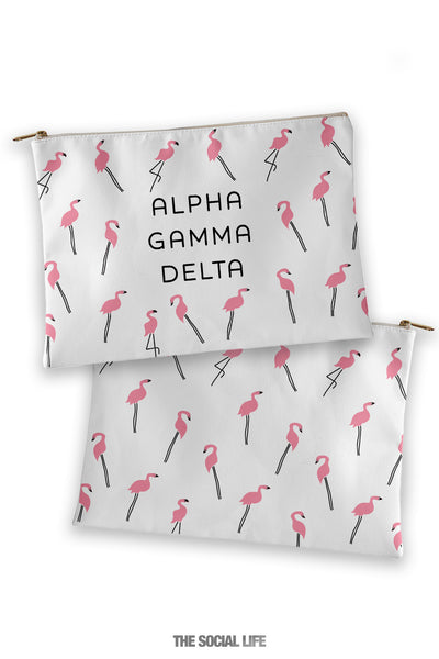 Alpha Gamma Delta Flamingo Cosmetic Bag