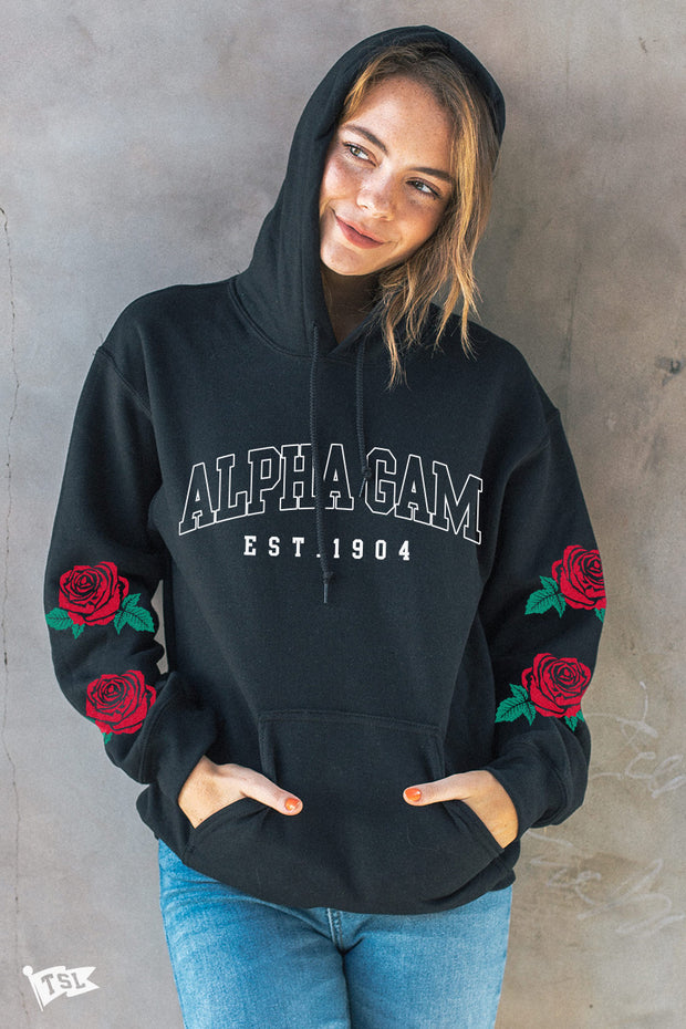 Alpha Gamma Delta Rose Sleeve Hoodie