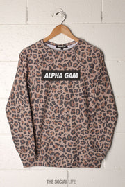 Alpha Gamma Delta Leopard Raglan Crewneck