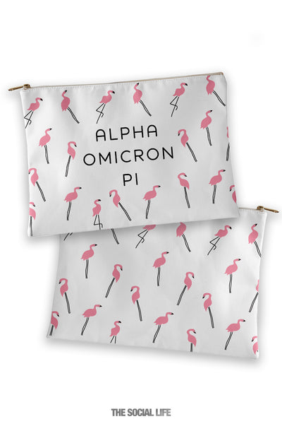 Alpha Omicron Pi Flamingo Cosmetic Bag