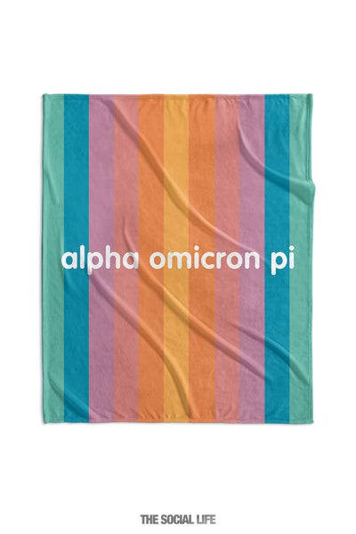 Alpha Omicron Pi Horizon Stripe Velvet Plush Blanket