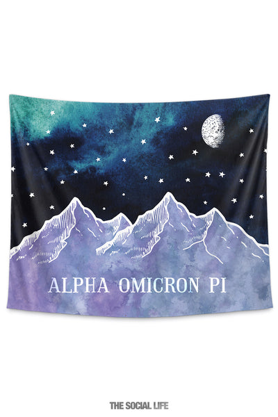 Alpha Omicron Pi Mountain Night Tapestry