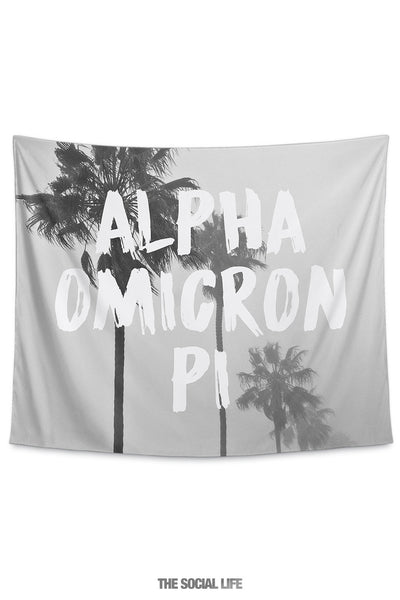 Alpha Omicron Pi Palm Mist Tapestry