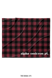 Alpha Omicron Pi Plaid Velvet Plush Blanket