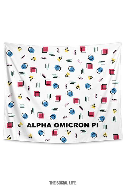 Alpha Omicron Pi Squigglies Tapestry