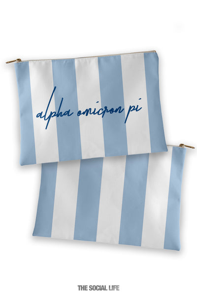 Alpha Omicron Pi Striped Cosmetic Bag