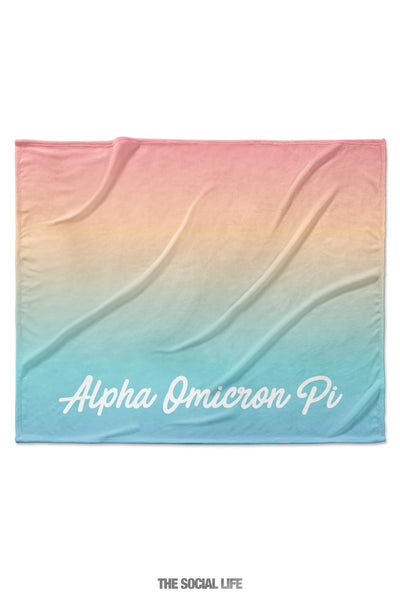 Alpha Omicron Pi Rainbow Sherbet Velvet Plush Blanket