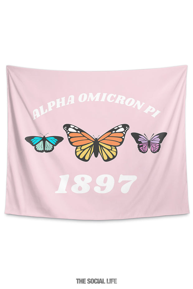 Alpha Omicron Pi Butterfly Tapestry
