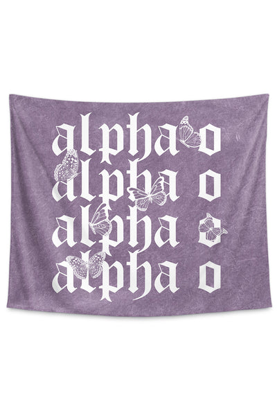 Alpha Omicron Pi Purple Wash Butterfly Tapestry