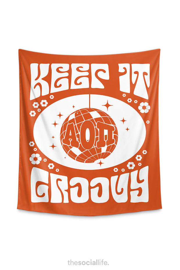 Alpha Omicron Pi Keep it Groovy Tapestry