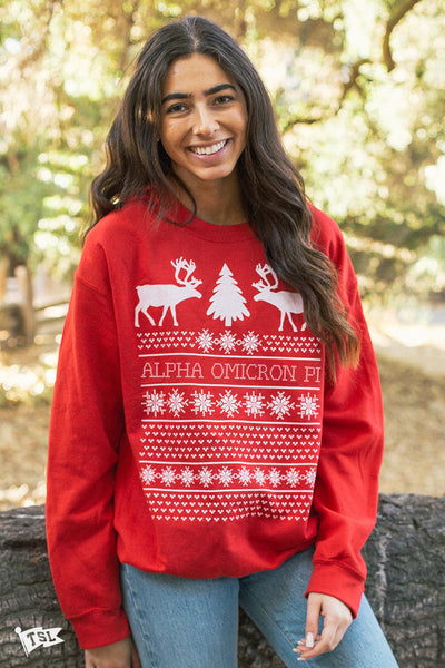 Alpha Omicron Pi Holiday Sweater Crewneck