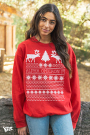 Alpha Omicron Pi Holiday Sweater Crewneck