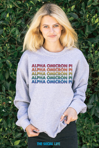 Alpha Omicron Pi Technicolor Crewneck