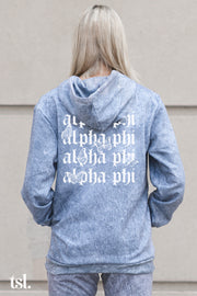 Alpha Phi Mineral Wash Butterfly Hoodie