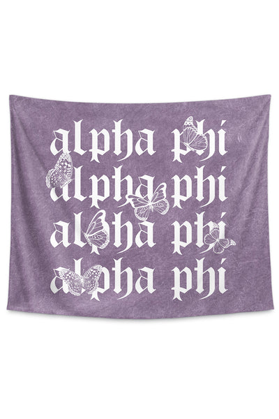 Alpha Phi Purple Wash Butterfly Tapestry