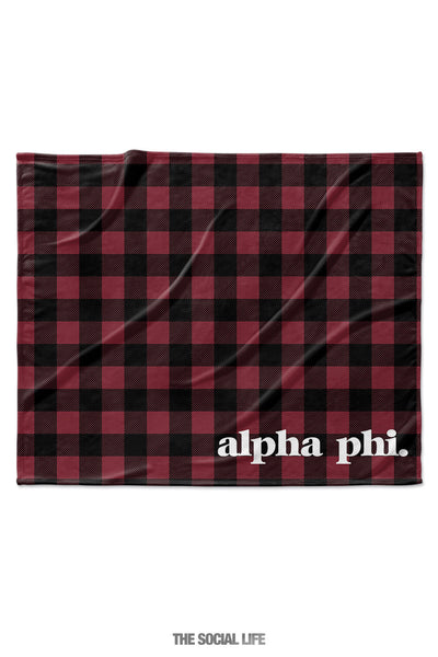 Alpha Phi Plaid Velvet Plush Blanket