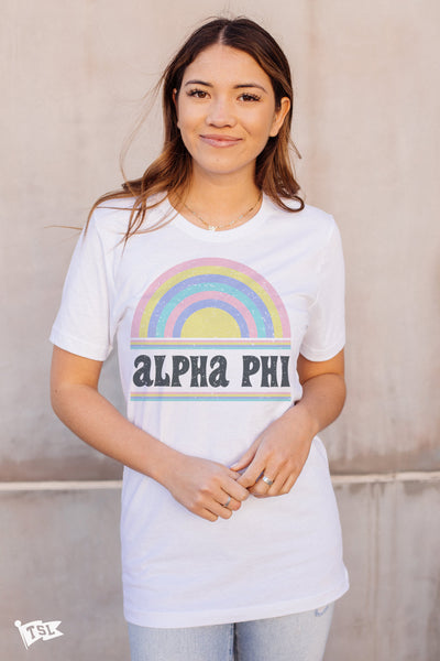 Alpha Phi Vintage Rainbow Tee