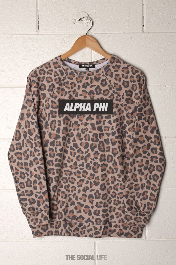 Alpha Phi Leopard Raglan Crewneck