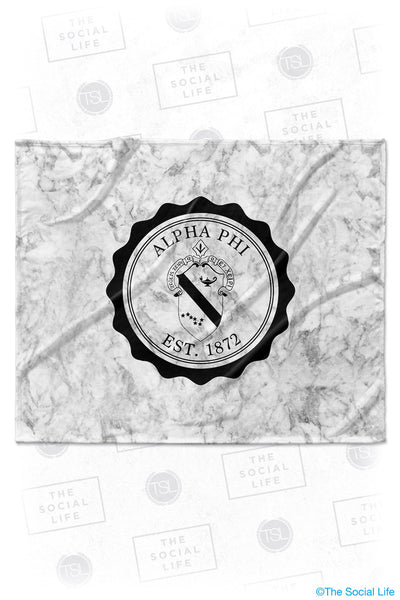 Alpha Phi Marble Crest Velvet Plush Blanket