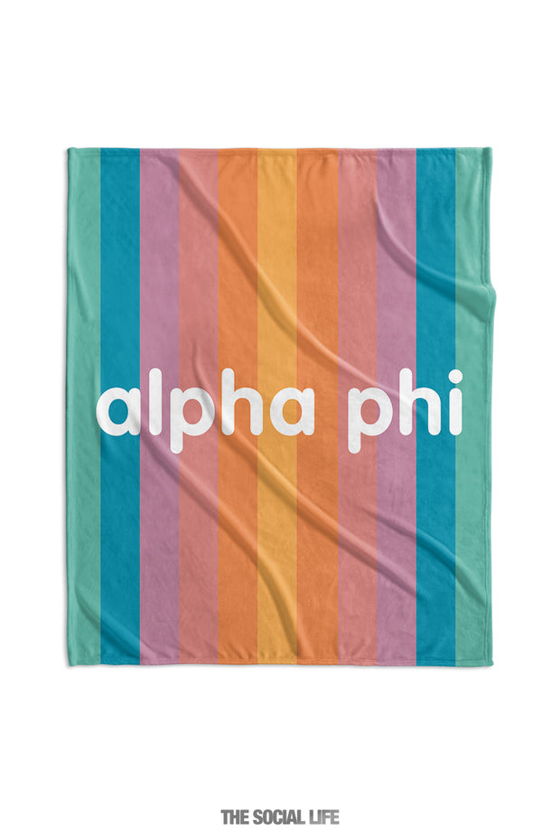 Alpha Phi Horizon Stripe Velvet Plush Blanket
