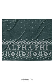 Alpha Phi Snowflake Velvet Plush Blanket