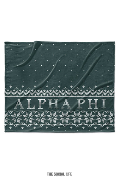 Alpha Phi Snowflake Velvet Plush Blanket